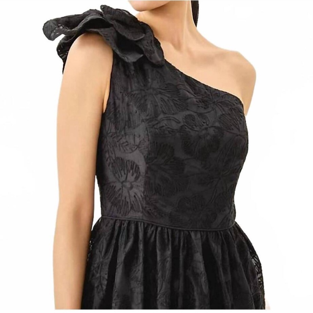 NWT Lilly Pulitzer Lynsi One-Shoulder Midi Dress black organza Evening / wedding - Picture 3 of 15